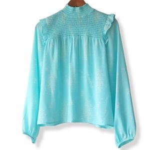 GEORGE Aqua Ruffle Shoulder Blouse
